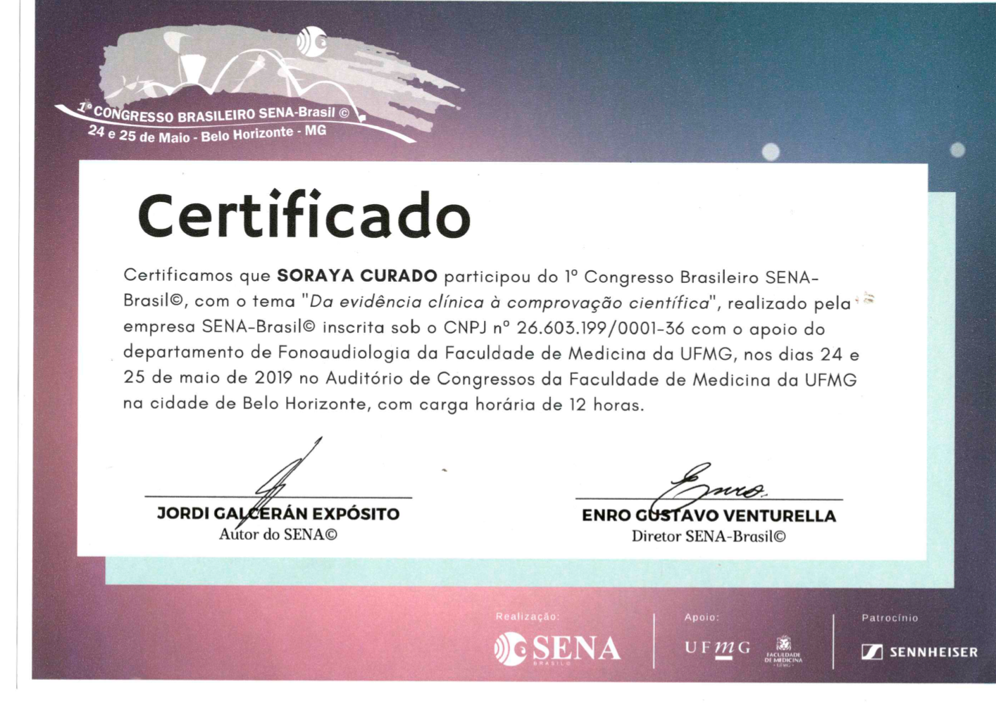 CERTIFICADO Congresso Brasileiro Sena Brasil