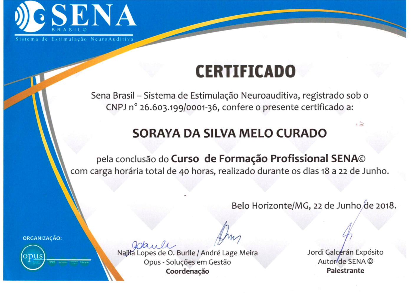CERTIFICADO Curso de Formação do Sena