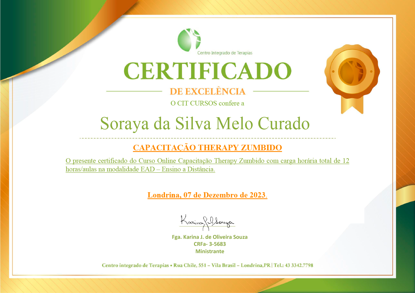 Certificado Therapy Zumbido
