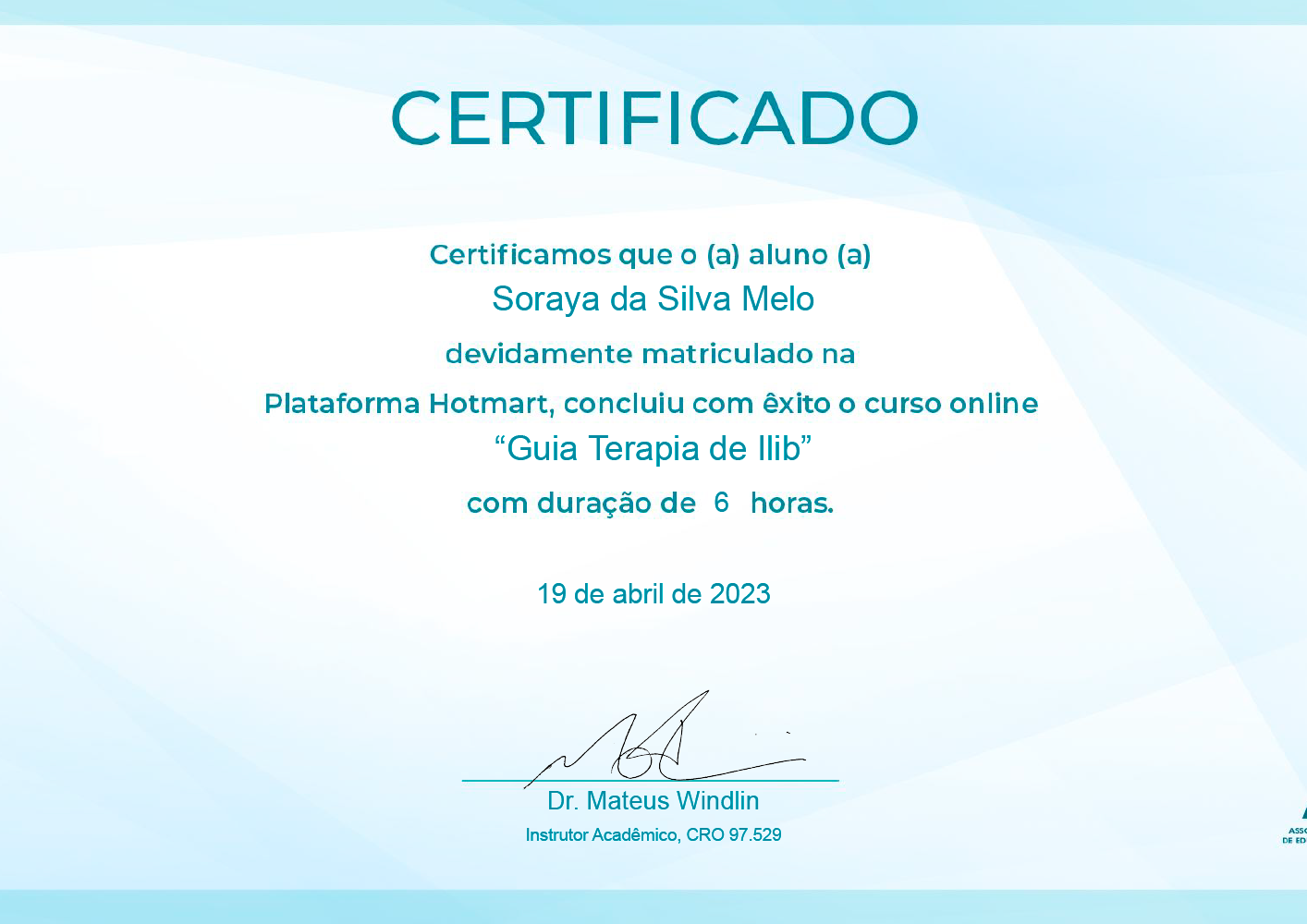 Certificados Laserterapia Ilib Mateus